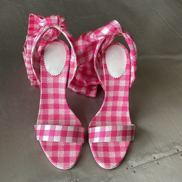 Christian louboutin sandale du desert 100mm pink rose bco sz 39 - Picture 3 of 9